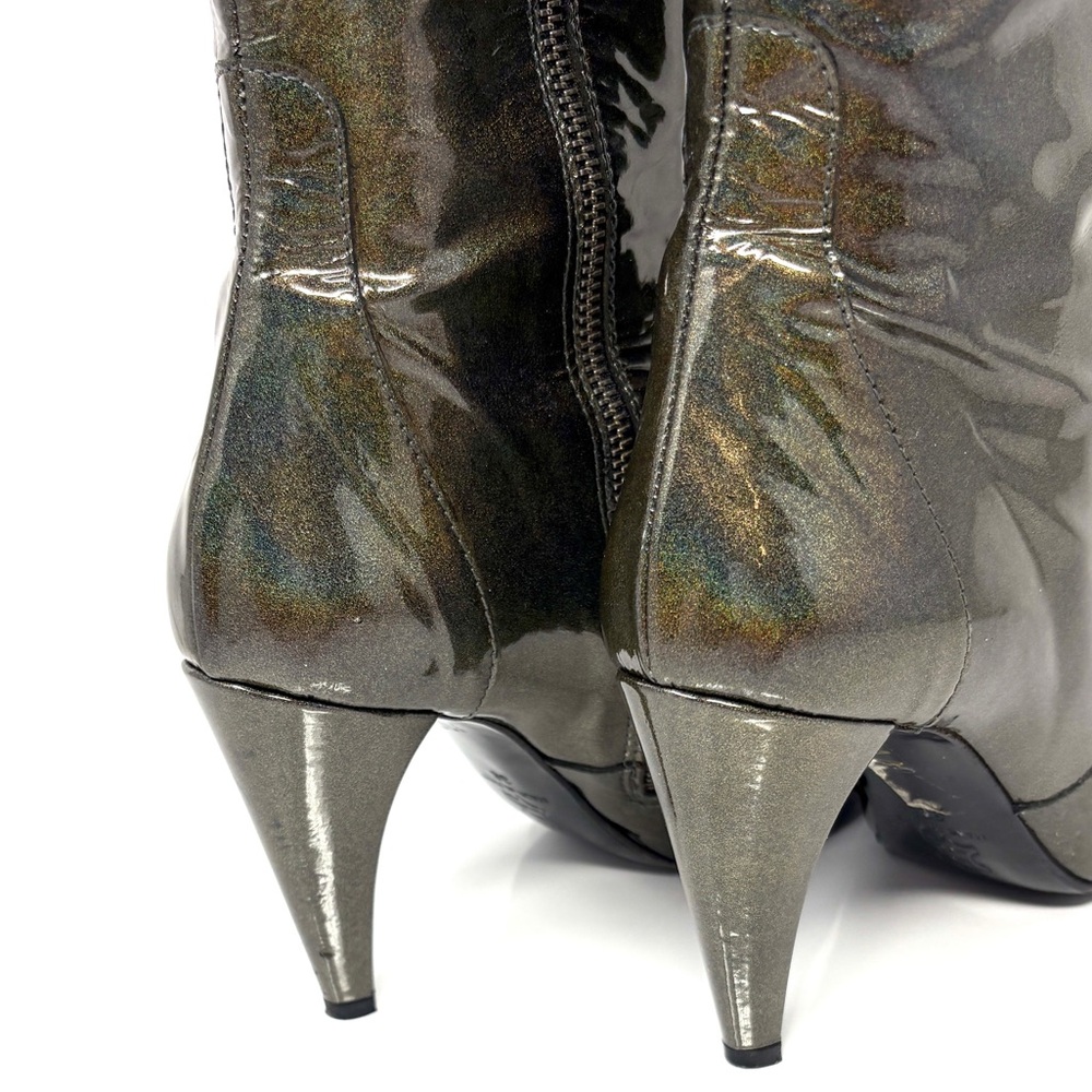 Holographic Metallic Green Patent Knee High Boots 38 - Picture 6 of 15